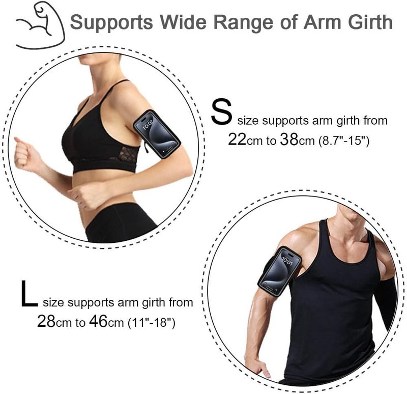 JEMACHE Running Armband for iPhone 17 16 15 14 13 Pro Max/Plus, Samsung Galaxy S25 S24 S23 Ultra/Plus, G Buckle Workouts Phone Arm Band Bag (Black) L - Image 4